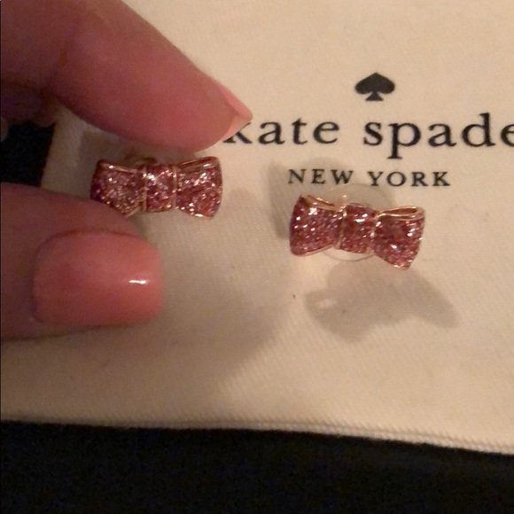 kate spade Jewelry - Kate Spade glitter bow earrings! Like new!